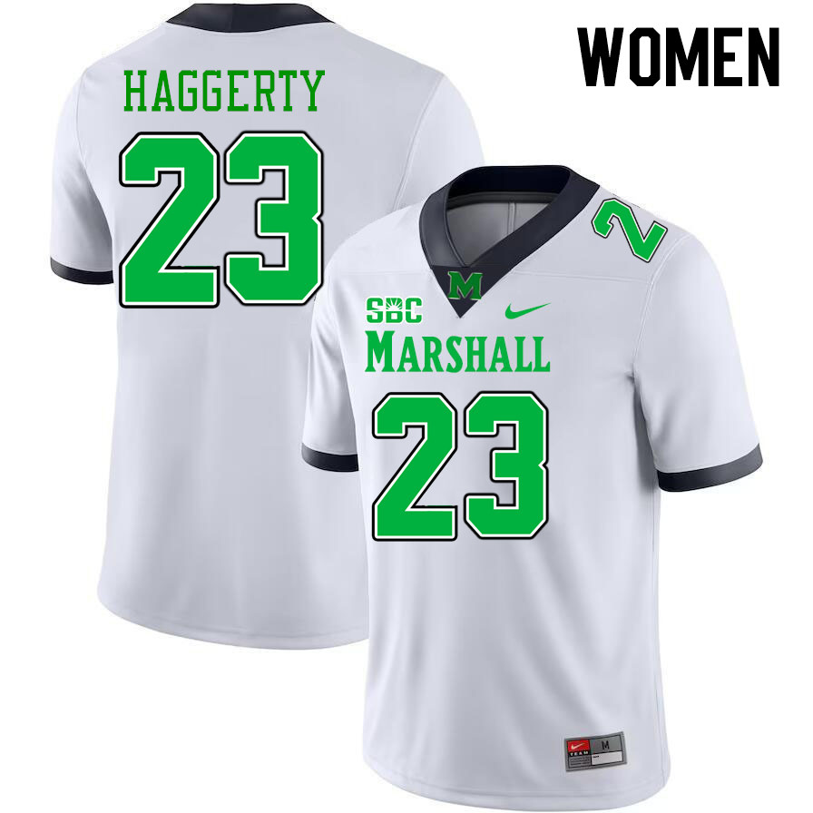 Women #23 Justin Haggerty Marshall Thundering Herd SBC Conference College Football Jerseys Stitched-
